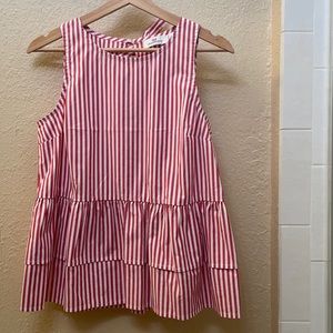 Vineyard Vines Red/White Stripe Peplum Top (XS)